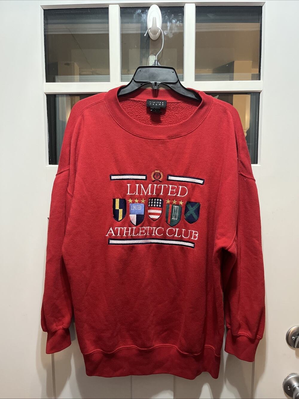 Vintage Limited Long Sleeve Red Sweatshirt Mens Embroidery Medium Size